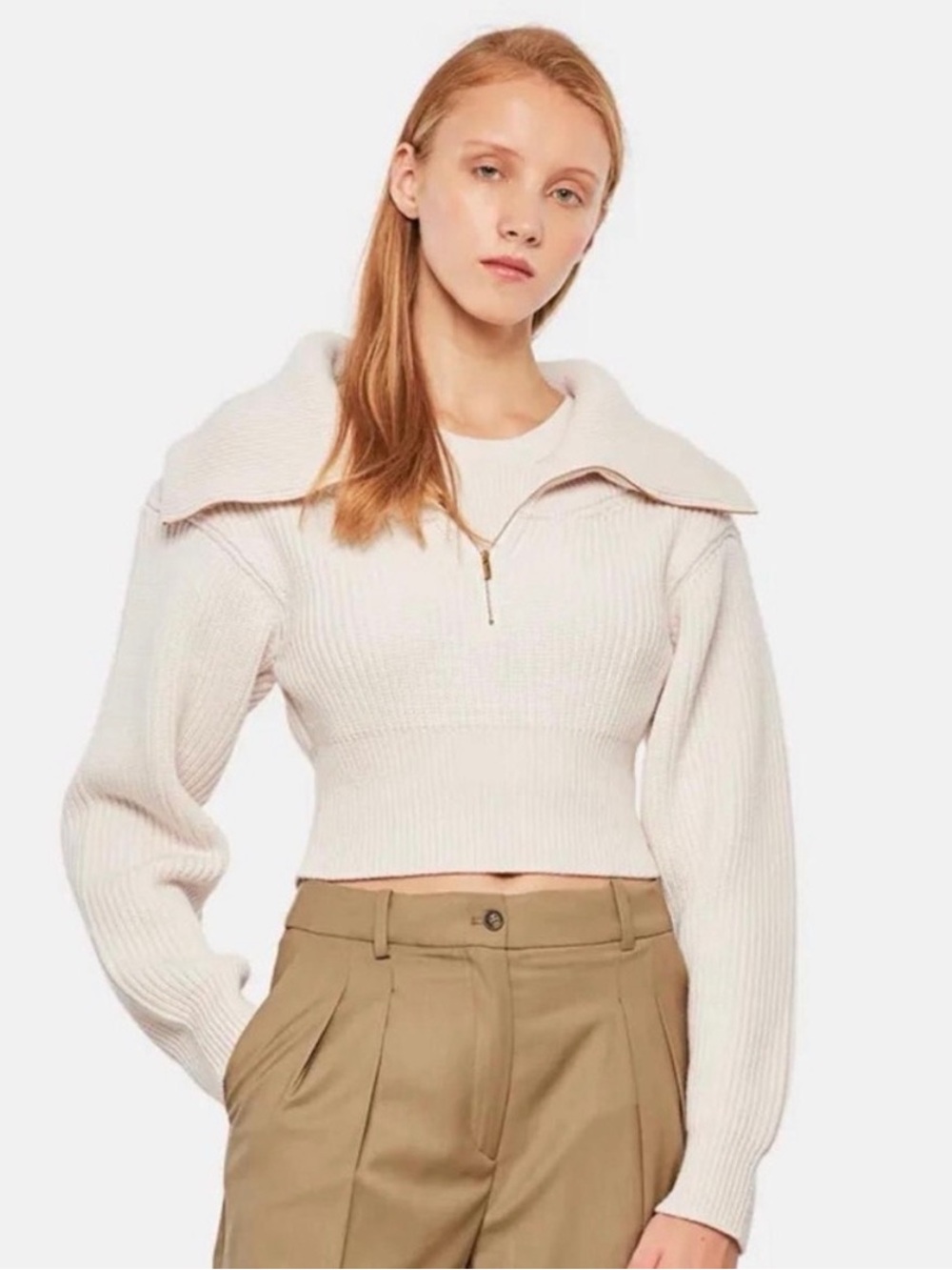 JACQUEMUS LE MAILLE RISOUL CROPPED WOOL SWEATER